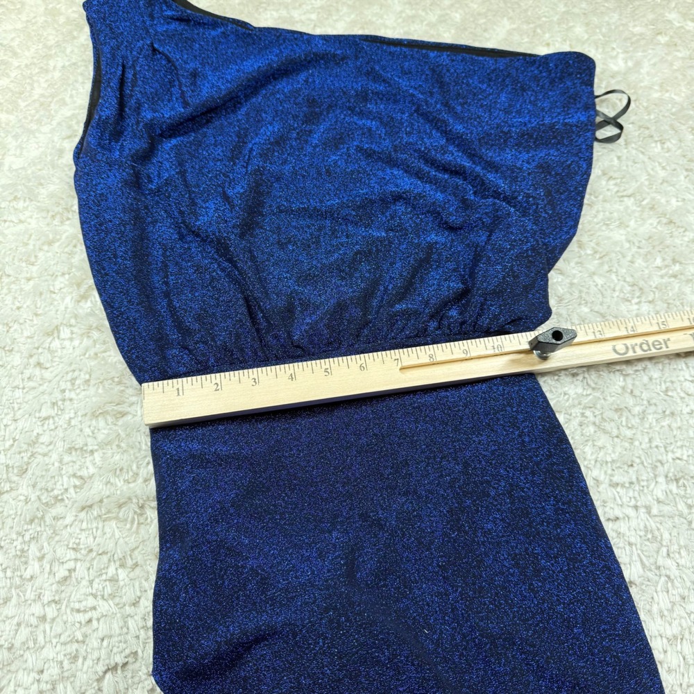 NWT Petal Pup XS Midnight Blue One Shoulder Ruched Bodycon Party Cocktail Dress - Picture 8 of 12